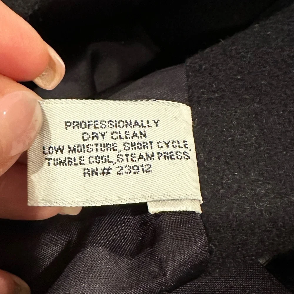 FORECASTER OF BOSTON NAVY BLACK WOOL DOUBLE BREASTED COAT 14